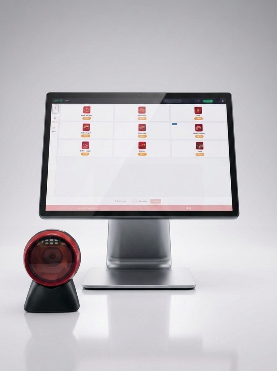 Caisse NeyNey double écran de face avec scanner