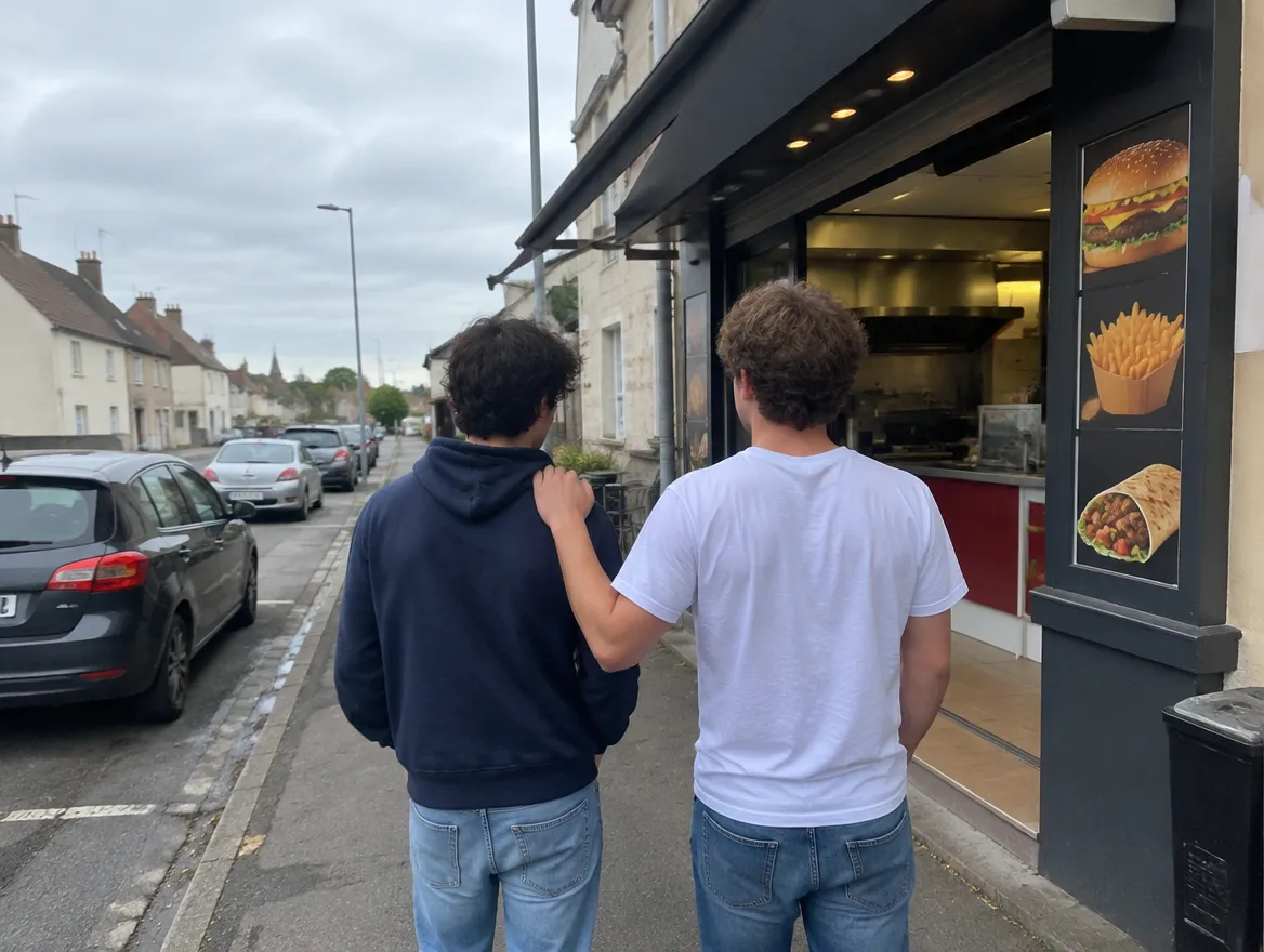Deux amis devant le fast-food où est né NeyNey
